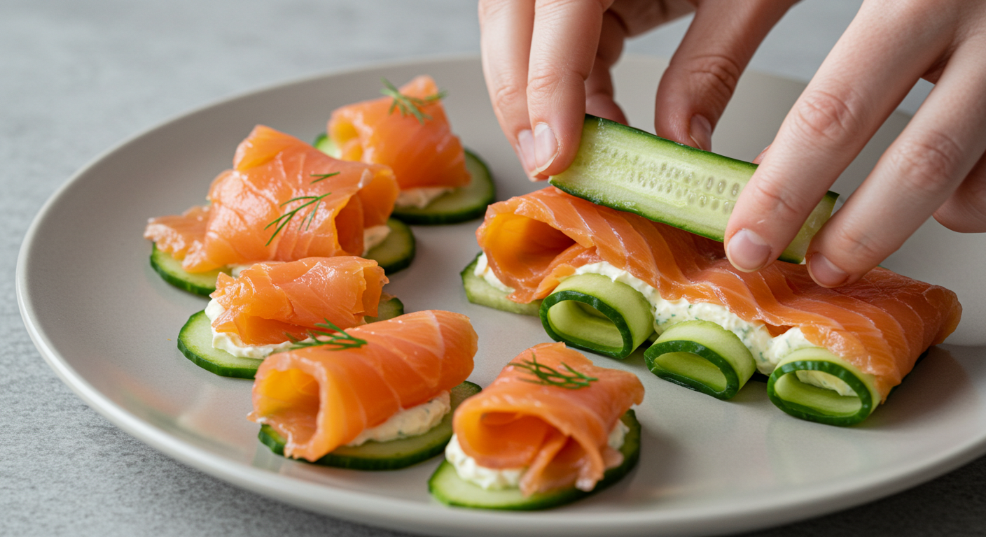 chatelaine smoked salmon roll on cucumber recipe