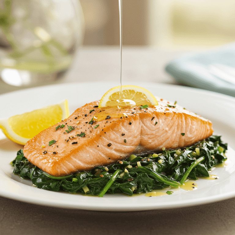 salmon and spinach recipe dish